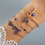 Blue Butterfly Bracelet Set | Blue Floral Bracelet Ensemble | EasyMon
